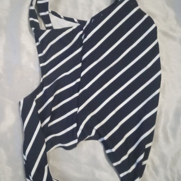 Kona Sol women's one-piece bathing suit navy blue/white lines sizeL - Picture 5 of 8